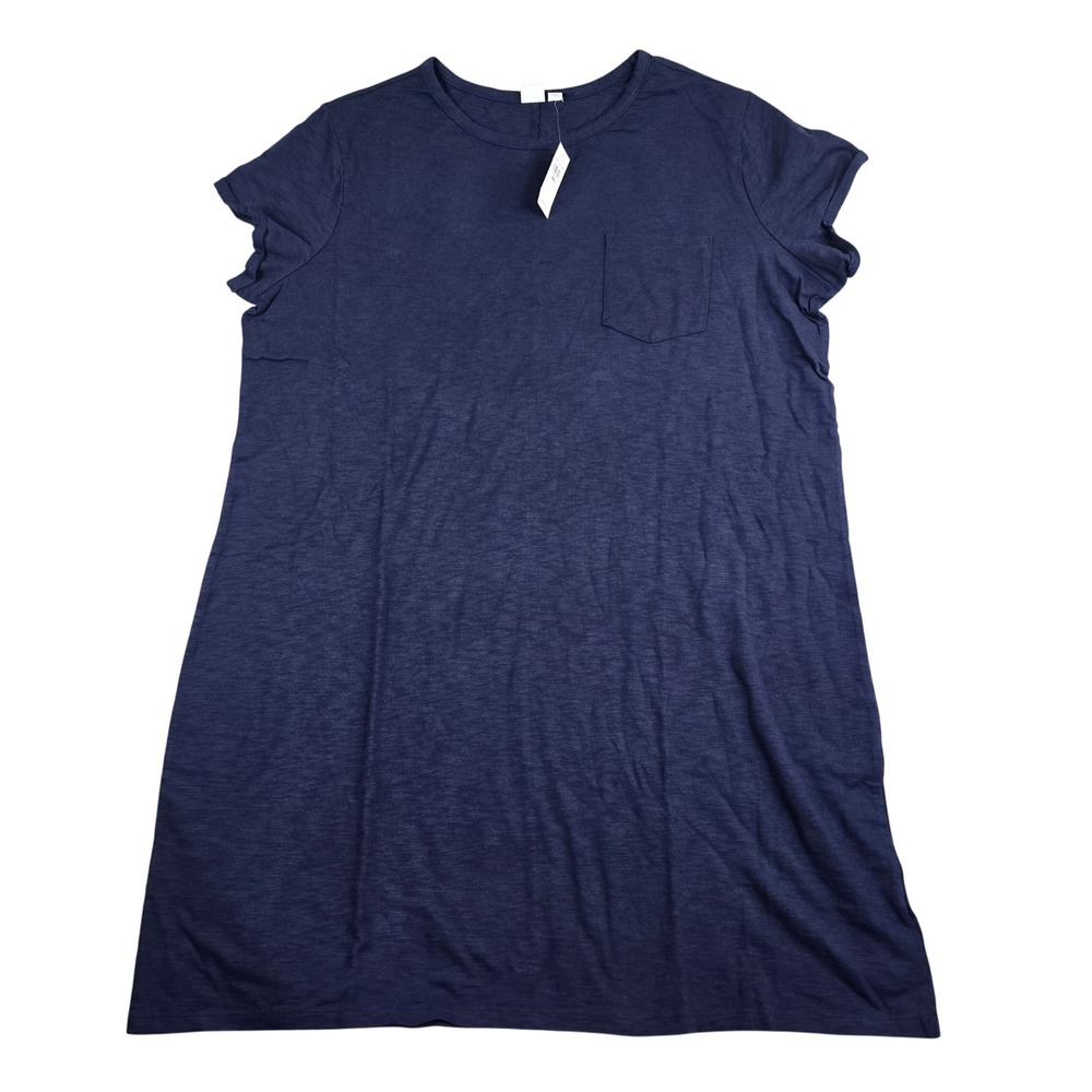 GAP T-Shirt Dress Women XXL Navy Blue Slub Cotton Pocket Short Sleeve Casual New